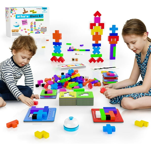 Juego de mesa Geokay 4 en 1 Family Fast 3D Shape Puzzle, 120 piezas