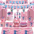thumbnail image 2 of Decoración de fiesta de cumpleaños de Lilo & Stitch para niñas, vajilla desechable, vasos, platos, mantel, pancarta de cumpleaños, suministros de fiesta de globos, 2 of 5