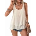 thumbnail image 2 of Women'S Flowy Layered Tank Top Scoop Neck Sleeveless Blouses Shirts Casual Vacation Tops Apricot XL, 2 of 9