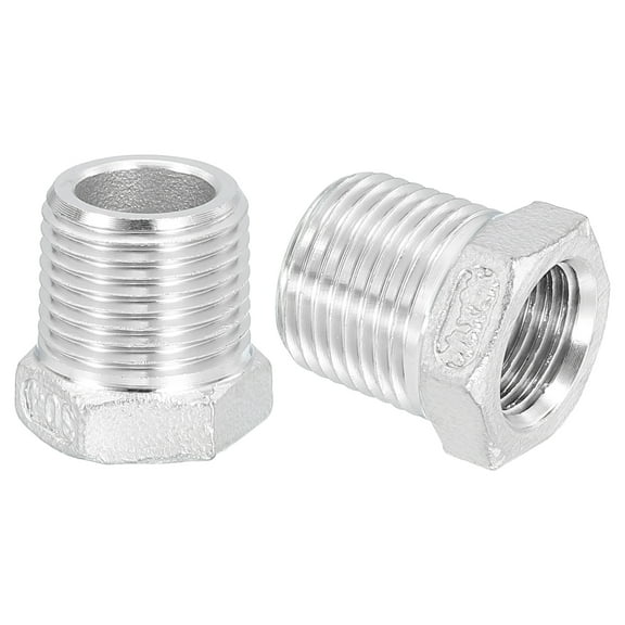 Uxcell 1Pack 3/8" Male to 1/4" Female NPT 304 Stainless Steel Reducer Hex Bushing