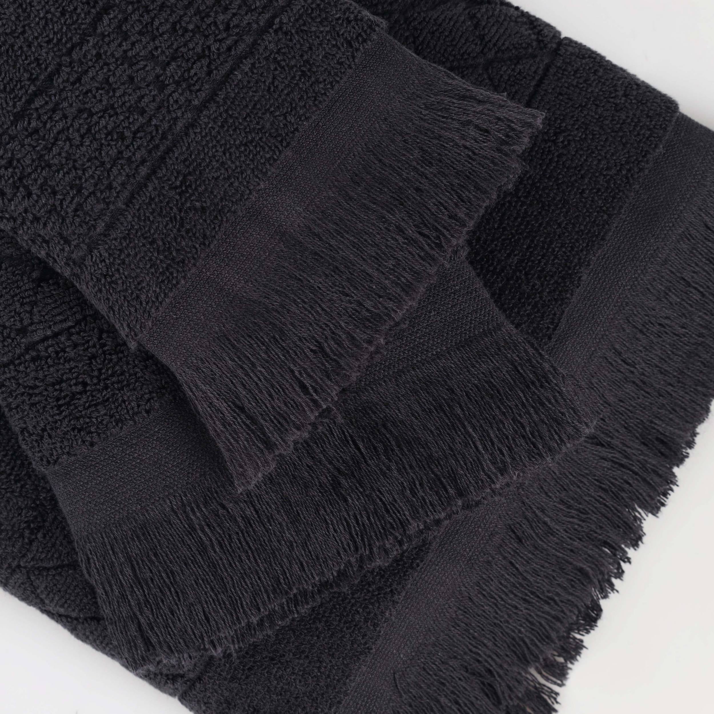 Superior Rolla Cotton Geometric Soft 12 Piece Towel Set, Black