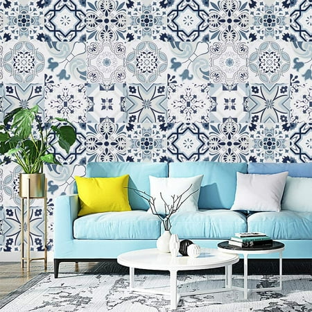 Size : 17.7inx197in, covers 24.2 sq.ft Color : Blue & White. Easy to