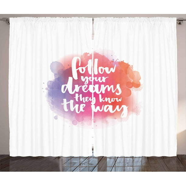 Motivational Curtains 2 Panels Set, Quote About Finding Your Way in