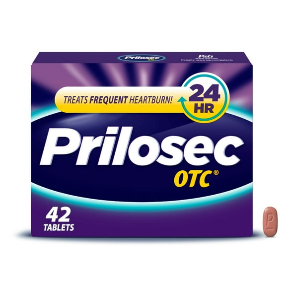 Prilosec OTC Omeprazole 20mg Acid Reducer, Frequent Heartburn Medicine, Unflavored, 42 Count