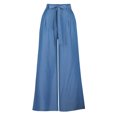 thumbnail image 4 of Qetyuw Women's Wide Leg Jeans High Waist Belted Denim Pants with Pockets Flowy Lightweight Palazzo Pants Loose Fit Trendy Casual Dress Pants, 4 of 5