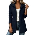 thumbnail image 2 of AGWOLF Womens Softshell Rain Jacket Waterproof Windproof Lightweight Hooded Rain Coats Cinched Waist Long Anorak Jacket with Pockets Navy XL, 2 of 9