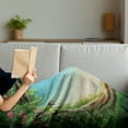 thumbnail image 3 of Tree Soft Flannel Fleece Throw Blanket, Enchanted Forest in Spring Fresh Growth Foliage Blossoms Fairytale Fantasy, Cozy Plush for Indoor and Outdoor Use, 70" x 90", Green Pink Cocoa, by Ambesonne, 3 of 5