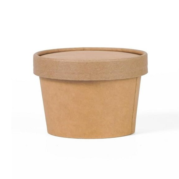 Kitchsy 8 oz/236 mL Disposable Kraft Paper Food Containers with Vented Lids - Hot Soup, Ice Cream, Noodles, Frozen Yogurt - Takeout, To-Go, Meal Prep (50 Pack)