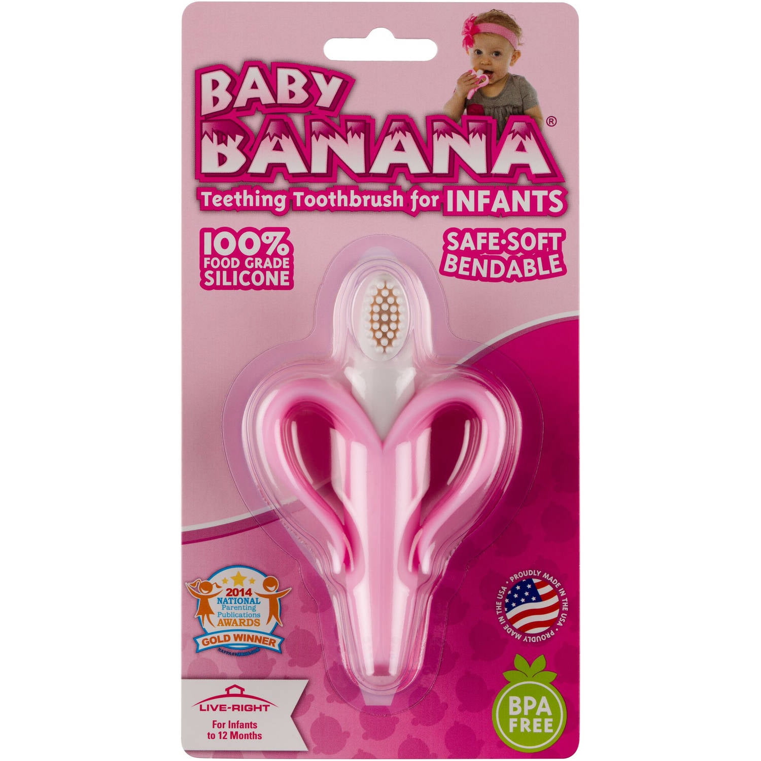 baby banana toothbrush pink