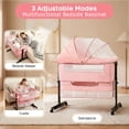 thumbnail image 2 of Baby Bassinet, 3-Level Adjustable Height with Wheels & Storage Basket, Breathable Mosquito Net,for Newborns and Infants,Pink, 2 of 9