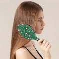 thumbnail image 2 of Green Christmas Santa and Icon Pattern Hair Brush,Girls Detangling Hair Brush,Glide Through Tangles with Ease for Wet & Dry Hair,8.8"X2.8", 2 of 7