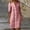 Pink, variant on Womens Cotton Linen Button Down Shirt Dress Casual Half Sleeve Lapel Knee Length Dresses Summer Loose Fit Dress