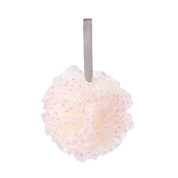 yulier Bath Sponge Mesh Ball, Polka Dots Loofah Sponge Shower Loofah, Bath Mesh Wash Scrubber Pouf for Men Women, Bathroom Shower Ball for Skin Cleansing, Pink