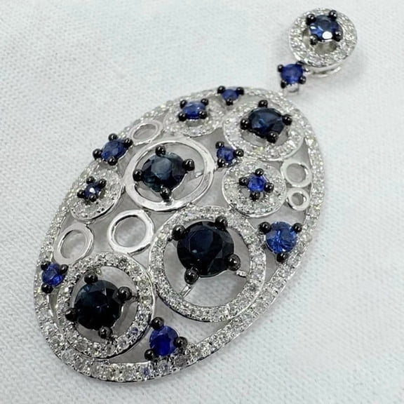 2Ct Round Cut Lab Created Sapphire Bubble Cluster Pendant 14K White Gold Plated