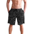 thumbnail image 4 of Dailycode Men's Quick Dry Swim Trunks Beach Shorts Casual Summer Board Shorts with Pockets, Light Black Mysterious Swirling Plants, 4 of 8