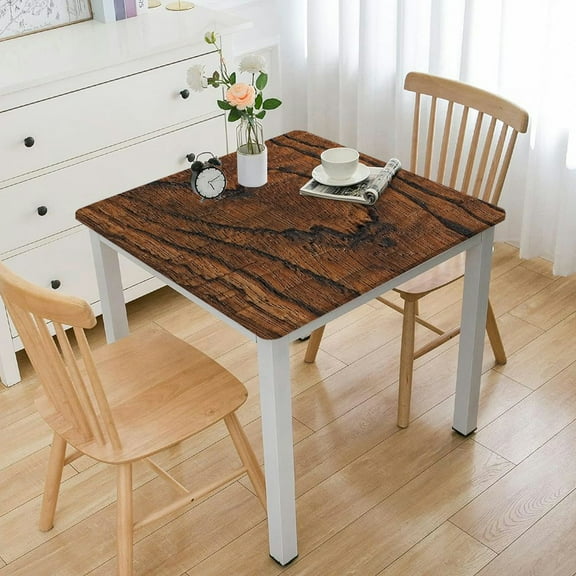 BANET Elastic Edged Flannel Backed Vinyl Fitted Table Cover - () Pattern - Fits Square Tables white