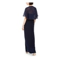 thumbnail image 2 of ADRIANNA PAPELL Womens Navy Ruched Embellished Slitted Cape Jewel Neck Full-Length Evening Fit + Flare Dress 8, 2 of 5