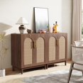 thumbnail image 4 of Tribesigns Set of 2 Rattan Sideboard Buffet Cabinet with Storage, 59 Inch Accent Cabinet with Doors, Storage Cabinet for Dining Room, Living Room, Kitchen, Rattan and Brown, 4 of 9