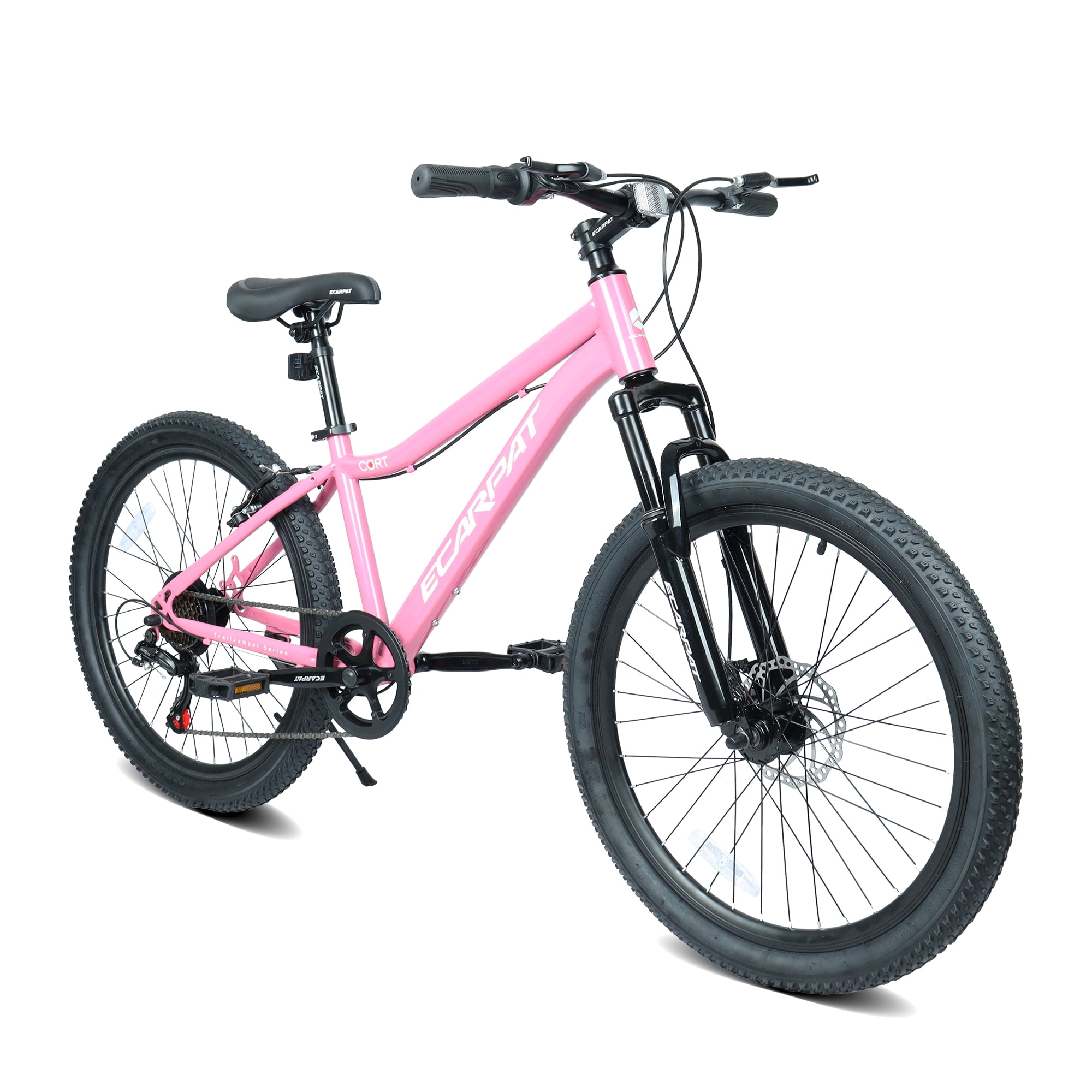 24 Inch  Mountain Bike with 7 Speeds & Front Suspension Durable Steel Frame, Alloy Rims & Disc Brakes For Men and Women in Pink Colors