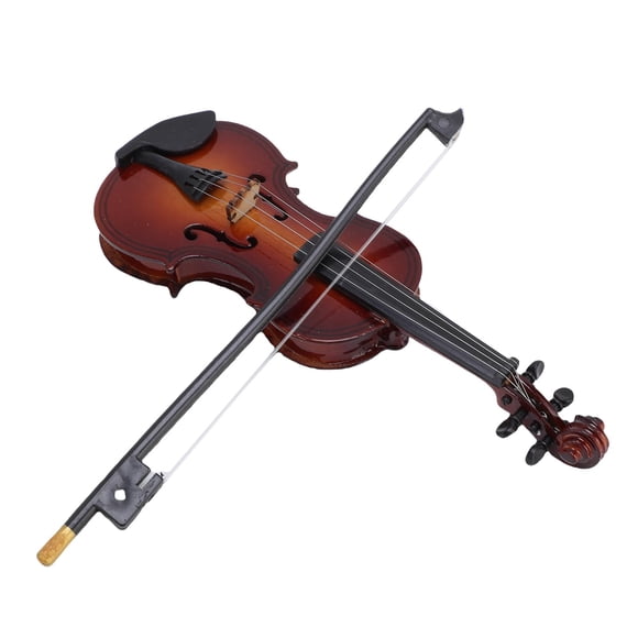 Mini Violín De Instrumento Musical, Estructura Robusta De Violín En Miniatura De Tamaño De 14 Cm Con Acabado Brillante Para Estanterías
