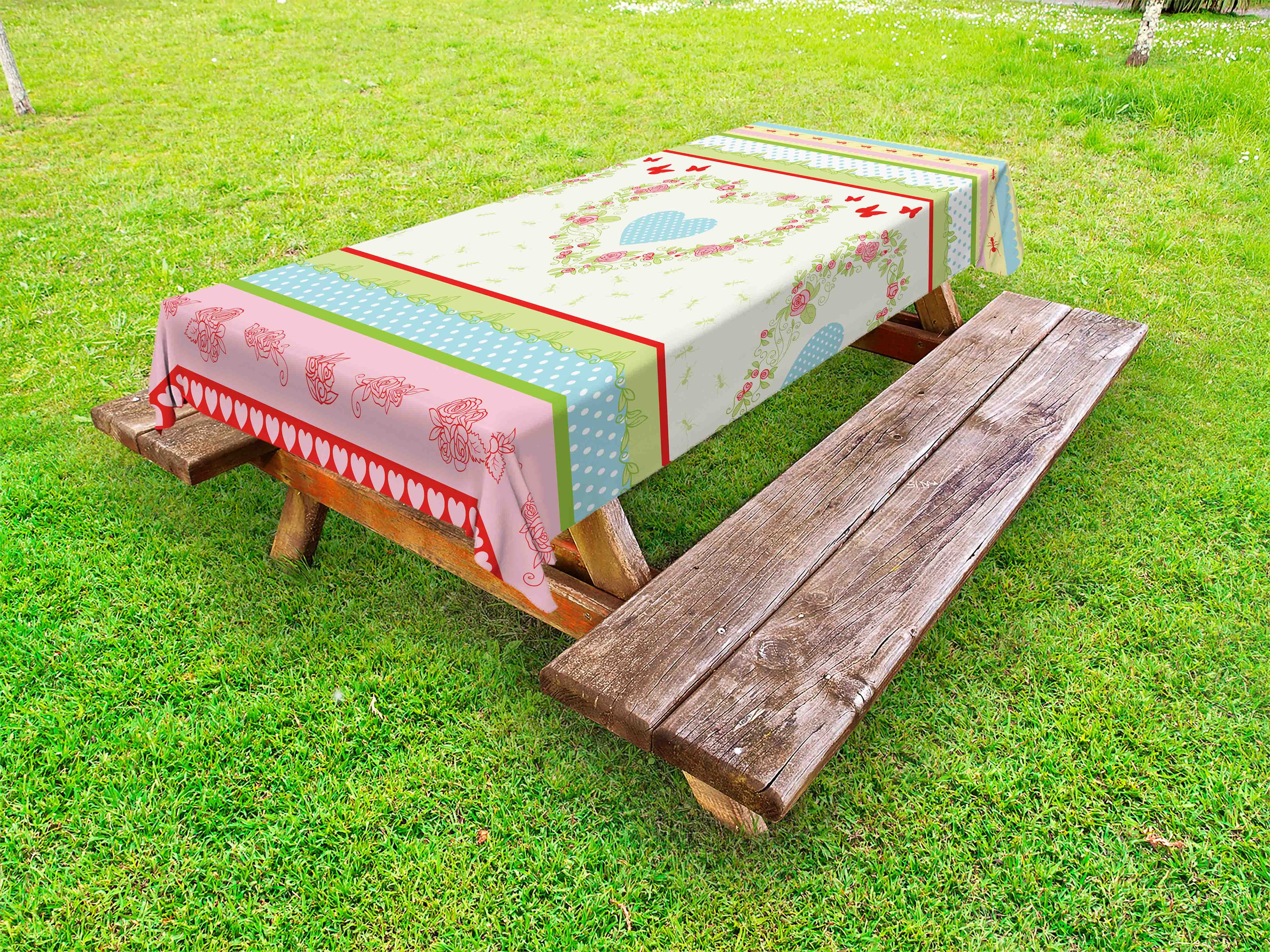 Shabby Chic Outdoor Tablecloth Country Style Roses And Borders Shabby Chic Outdoor Tablecloth Country Style Roses And Borders Erflies Ants Heart Shapes Polka Dots Decorative Washable Fabric Picnic Table Cloth