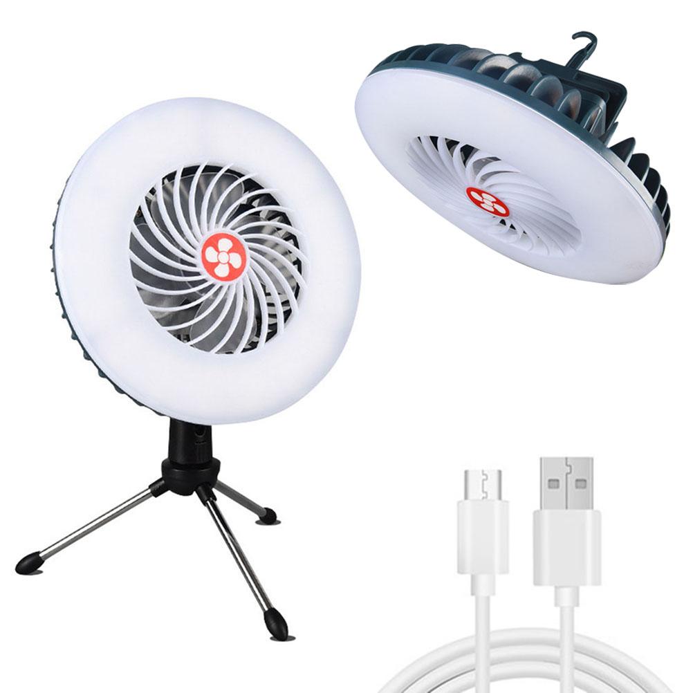 Camping Lantern with Fan LED Tent Light Fan with Hanging Hook USB Rechargeable Waterproof