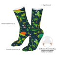 thumbnail image 4 of Xecao Dinosaurs and Tropical Leaves and Flowers Print Fashion No Heel Casual Crew Socks Cushioned Breathable for Men Women - Moisture wicking,Not easy to fade Suitable for daily, 4 of 7