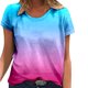 thumbnail image 1 of Gibobby Blusa Casual de Mujer Mujeres Verano Casual gradiente cuello round Impreso manga corta T camisa Top(Azul celeste,CH), 1 of 3