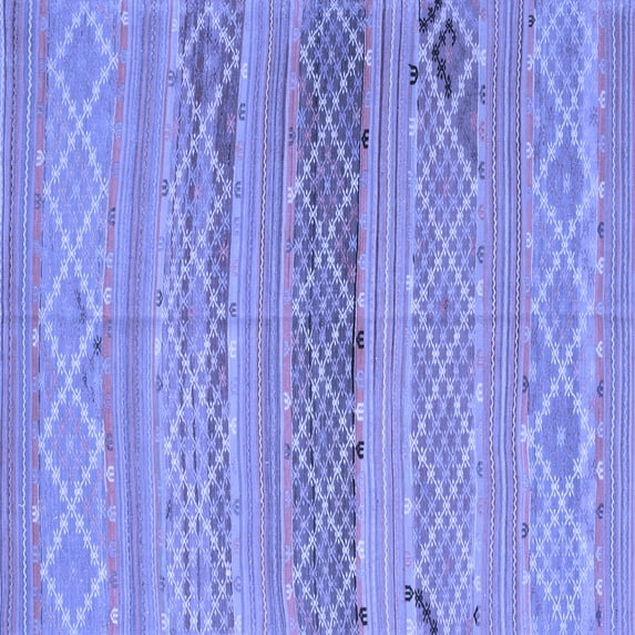 Ahgly Company Machine Washable Indoor Square Southwestern Blue Country Area Rugs, 7' Square