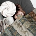 thumbnail image 5 of CUSTOM Bookshelf Blanket with Floral Accents Vintage Flannel in Earth Tones Lightweight Cozy Warm Fuzzy Plush Microfiber Throw for Couch Bed Sofa 40x50 Inch, 5 of 7