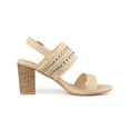 thumbnail image 3 of BLISSFUL STEP Women's Boho Buckle Ankle Strap Block Heels Sandals Beige (Size 8), 3 of 6