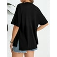 thumbnail image 5 of HOWCOME Short Sleeve Open Front Kimono Cardigan Summer Lightweight Cardigan Casual Beach Cover Up Black, L, 5 of 6