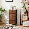 thumbnail image 6 of CONCETTA 4 Drawer Dresser, Wide Chest Drawers Nightstand Storage Tower Storage Fabric Dresser With Wood Top for Living Room, Bedroom, Closet, Brown, 6 of 8