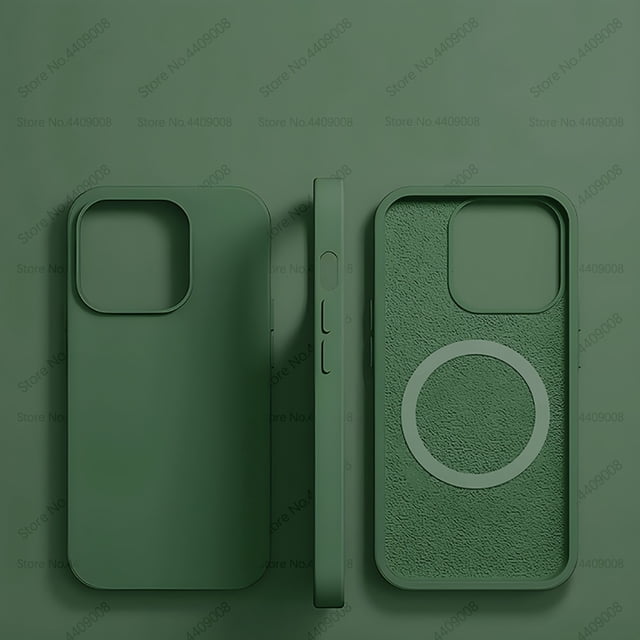 For Magsafe Wireless Charging Cases For iPhone 15 11 14 13 12 Pro Max Plus Liquid Silicone Magnetic Soft Cover Phone Accessories Green For iPhone 15