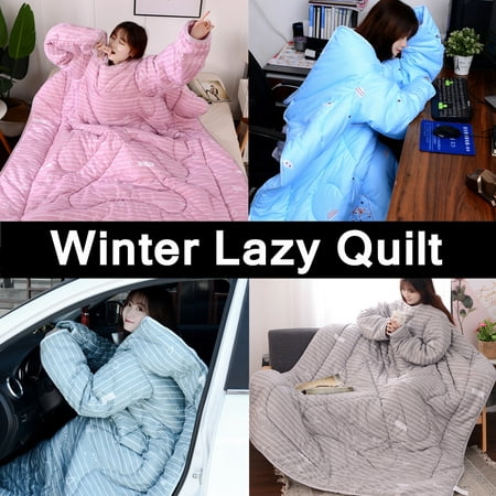 120 x 160 cm Creative Lazy Wearable Thick Quilt with Sleeves Winter Warm Thicken Blanket Cloak Machine Washable Home Bedroom Office 150x200cm Cute (Best Wearable Blanket For Winter)