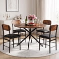 thumbnail image 2 of Ktaxon 5 Pieces 42.1" Round Dining Table Set for 4, Compact Kitchen Table Set with 4 PU Upholstered Chairs, Rustic Brown, 1 Box Arrived, 2 of 12
