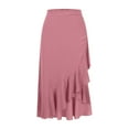 thumbnail image 4 of Women's Skirts Summer Elegant Chiffon Skirt Casual Swing Skirt High Waist Plain Ruffles A-Line Dresses Solid Color Office Work Maxi Dress Skirt, 4 of 6