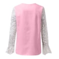 thumbnail image 3 of Moda mujer Casual impreso cuello en V encaje empalme manga larga jerseys blusa camiseta Tops Pompotops FGAJ13174, 3 of 3