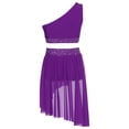 thumbnail image 4 of iiniim Girls Lyrical Dance Shiny Rhinestones Crop Top with Skirted Leotard 2-Piece Ballet Dance Outfits Purple 6, 4 of 7