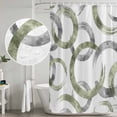 thumbnail image 4 of Polyester Fabric Sage Green Grey Shower Curtain, Geometric Circle Modern Abstract Simple Art Waterproof Bathtub Curtain Bathroom Decor Set with Hooks 72 x 72 Inches, 4 of 6