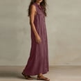 thumbnail image 3 of Lmueinov Women's Cotton-Linen Blend Sleeveless Button Down Shirt Maxi Dress, Collared Casual Long Dress with Pockets S-2XL, 3 of 3