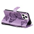 thumbnail image 5 of Nalacover For iPhone 13 Pro Max Case,Luxury 360 Protection Embossed Butterfly PU Leather and Soft TPU Flip Kickstand Magnetic Card Wallet Shockproof Protective Cover with Wrist Strap.Purple, 5 of 9