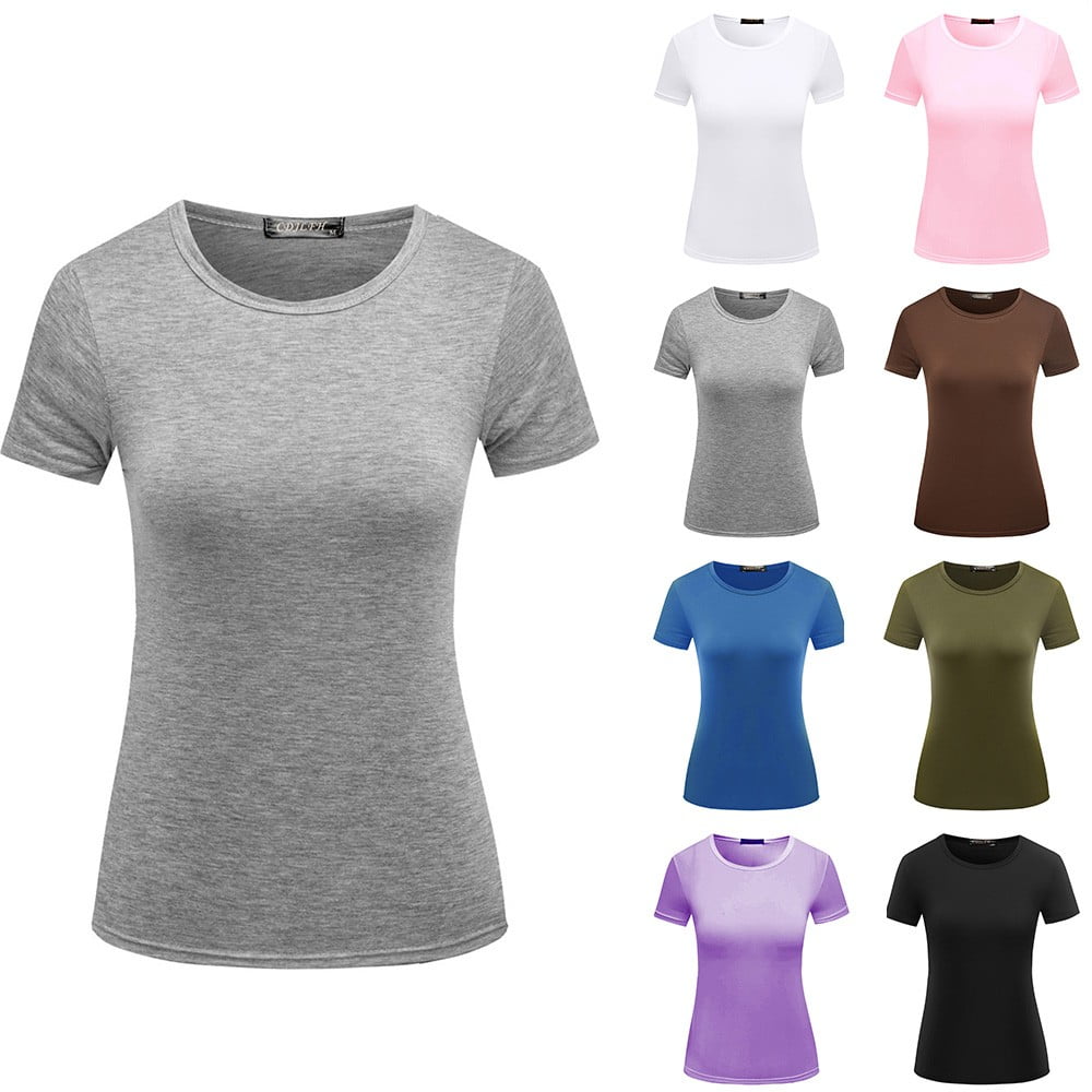 ALSLIAO SHORT SLEEVE CREW NECK Basic Women T-Shirt Long Top Fitted