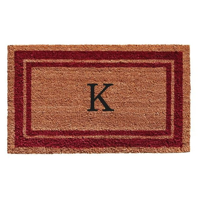Calloway Mills 152992436K 24 x 36 in. Burgundy Border Monogram Rectangular Doormat, Natural - Letter K