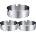 thumbnail image 1 of 3pcs Ashtray Tabletop Round Stainless Steel Ash Tray, 1 of 5