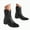 Black, variant on Wide Calf Boots Women's Cowboy Boots Mid Calf Cowgirl Embroidered Western Pointed Toe Chunky Heel Pull On Knee High Boots Brown,6.5