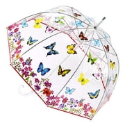 Galleria Butterfly Garden Bubble Umbrella, Manual-Open Extra Large Quality Rain Stick Umbrella for Women, 48-inch canopy, unbreakable fiberglass ribs