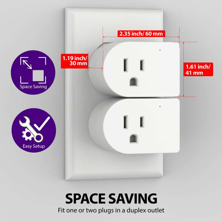 Fosmon Grounded Outlet with ON/Off Switch (2 Pack), 3 Prong Electrical Plug  Outlet Switch, 245J Single Port Power Adapter Surge Protector, Outlet  Extender, 15A Circuit Breaker, White, ETL Listed 