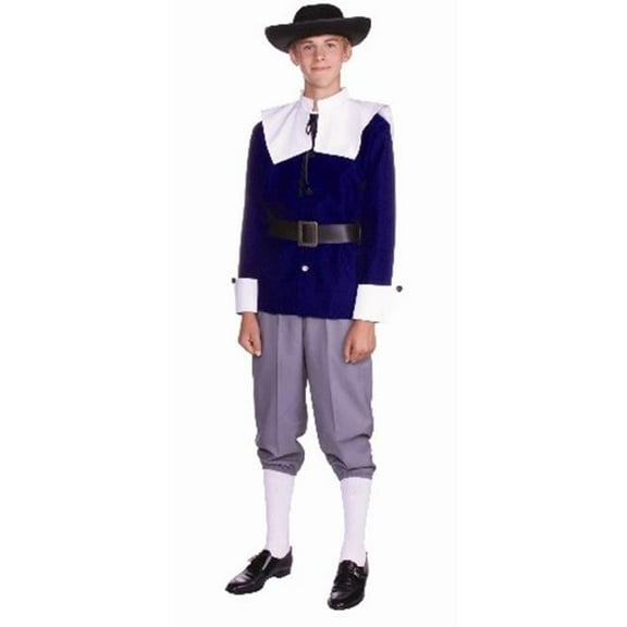 Pilgrim Man Teen Costume - Blue And Gray