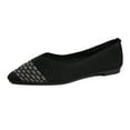 thumbnail image 5 of Women's Wide Width Knit Flats, Breathable Pointed Toe Slip-On Shoes, Comfortable Soft Sole Walking Shoes for Daily Wear, Work, Shopping - Beige/Black/White, 5 of 9